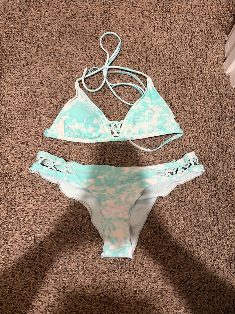 Rip Curl Mint Tie-Dye Triangle Bikini with Lattice Sides